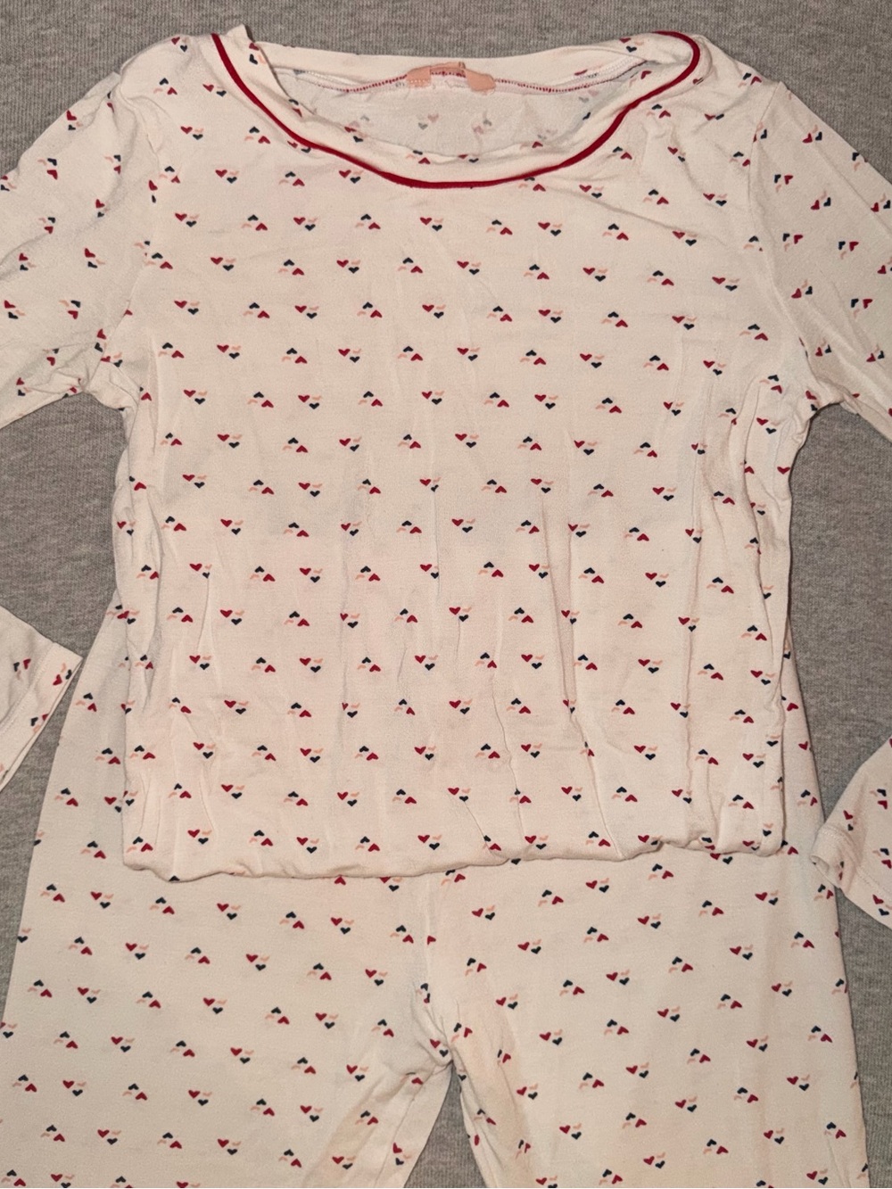 Eberjey White Pajama Set with Red and Navy Heart Print - Girls